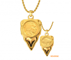 Gold-Enhanced Buffalo Nickel Arrowhead Pendant Necklace